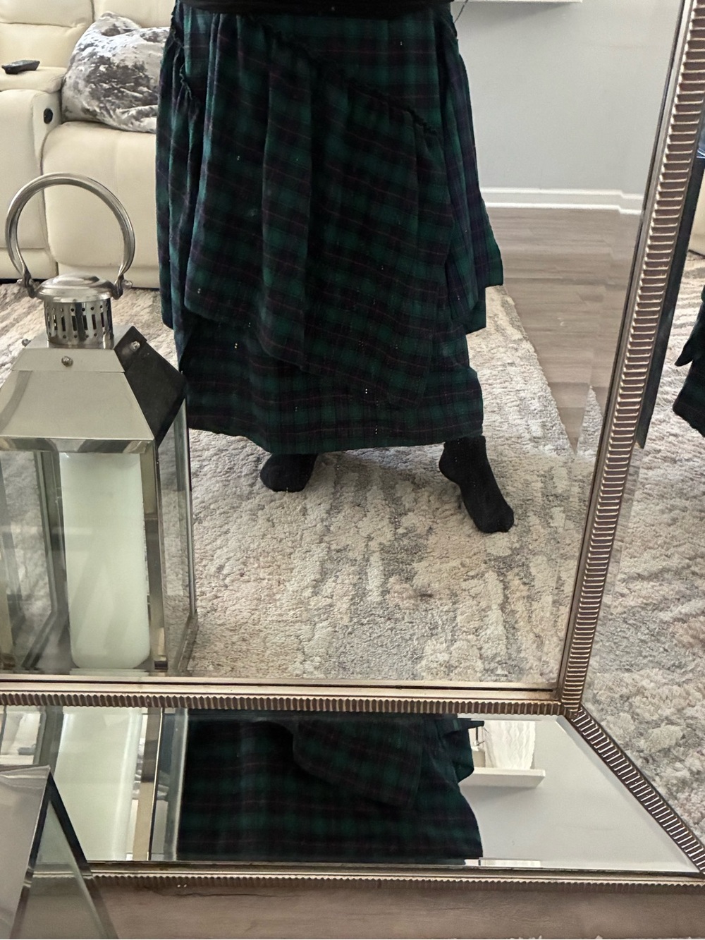 Green Plaid Flared Women’s Long Skirt Size 2XL - Picture 4 of 4